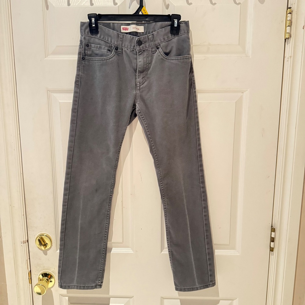 Levis 511 Slim Boys Grey Jeans Size 16 Regular‎ 28x28 Denim Pants silver tag